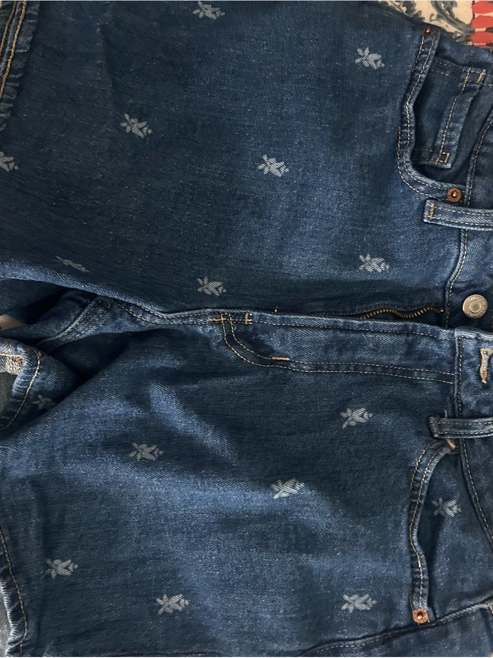 Old Navy Blue Denim Women's Jean Shorts with Subtle Floral Print